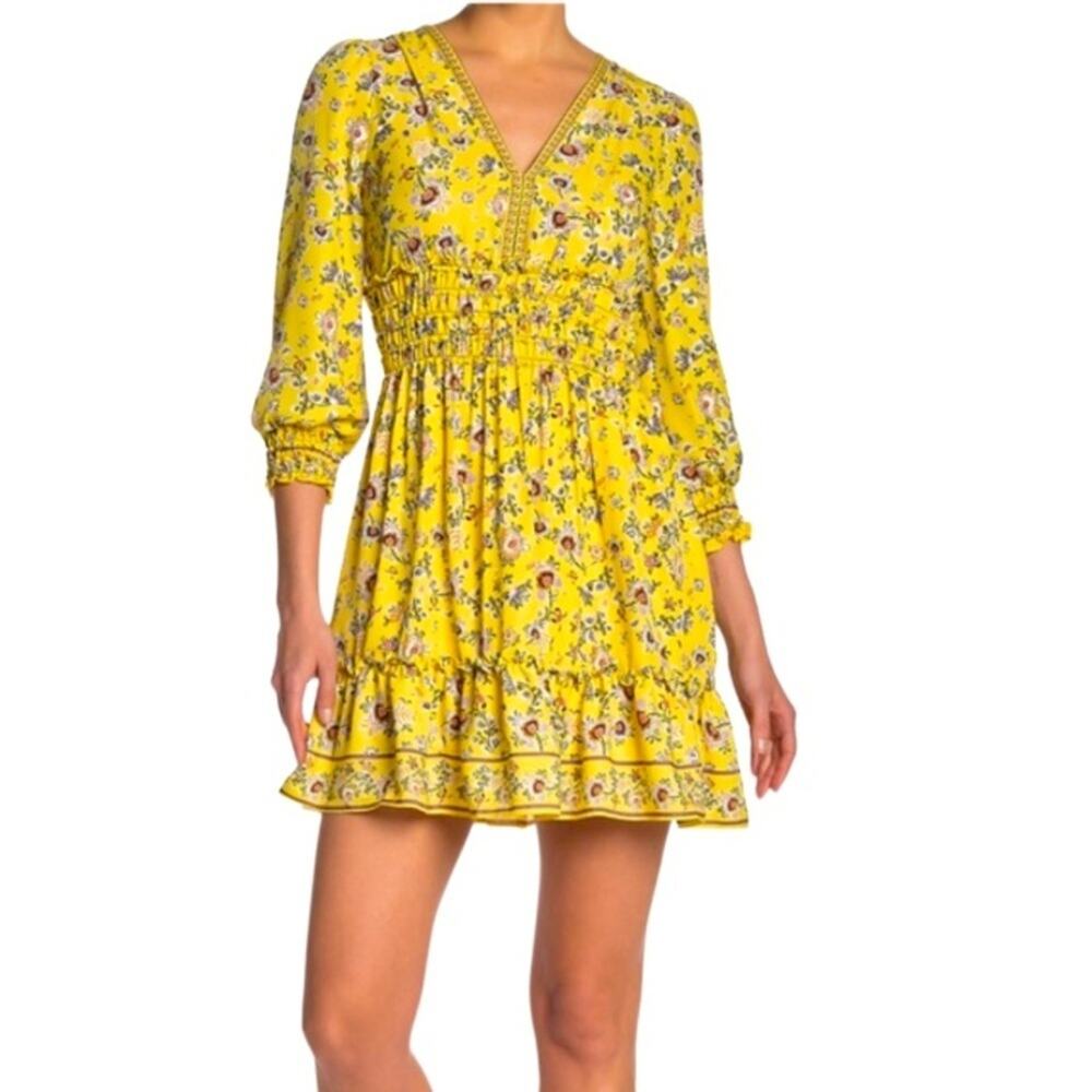 Max Studio Yellow Floral Dress Size S NWOT